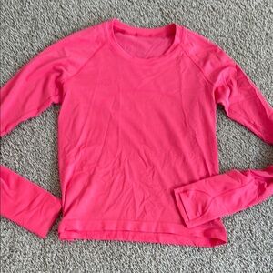 Lululemon run swift race length Vibrant Pink Long Sleeve Top
